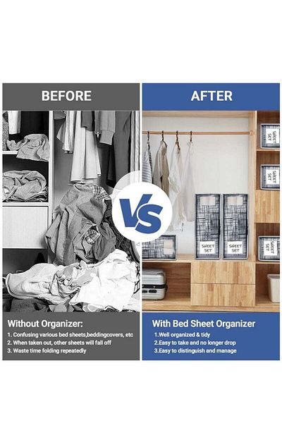 COOYA 2-Pack Storage Box, Foldable, Oxford Linen for Duvet Covers, Pillowcases and Bedding Blankets