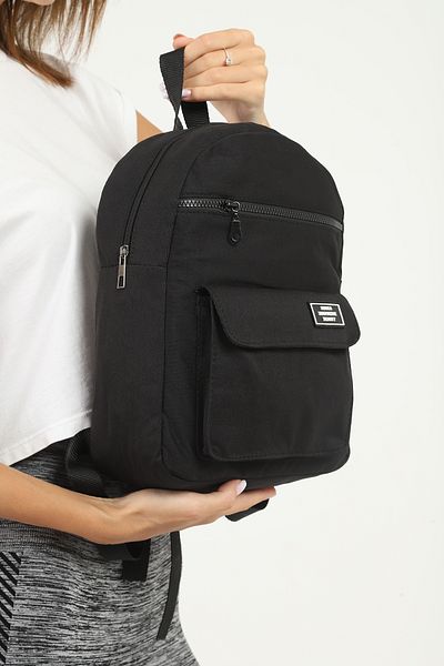 SHAKA Black U15 3 Compartment Front Pocket Detailed Canvas Fabric Unisex Backpack L:30 E:25 W:9