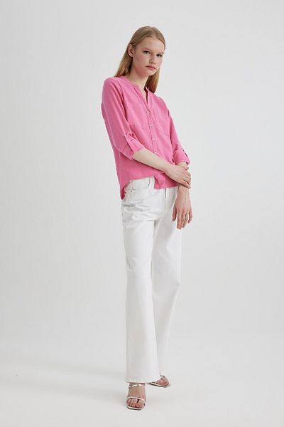 DeFacto Regular Fit Long Sleeve Linen Look Shirt V2522az24sp