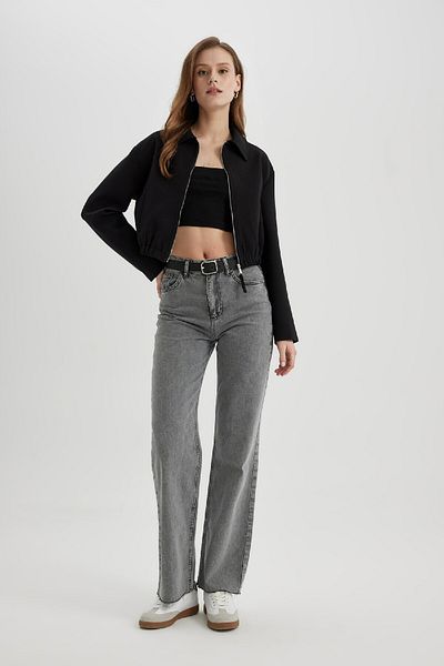 DeFacto Košilový límec Basic Plain Kapsa na zip Bomber Jacket B9422ax24sp