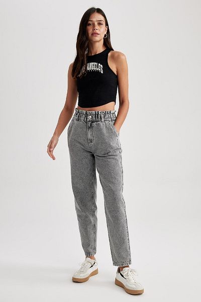 DeFacto Fitted Printed Crew Neck Crop Athlete A6298ax23sm