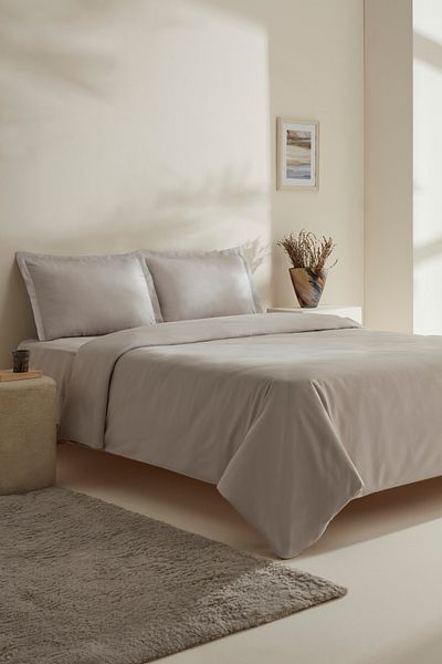 Karaca Home 100% Flannel Jemma 120 Wire Gray Double Duvet Cover Set