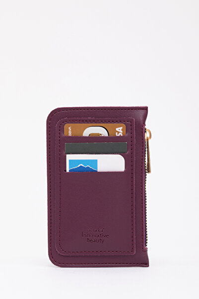 SHAKA محفظة Shk101 من الجلد الصناعي باللون الأرجواني مع 6 حاملات بطاقات ومقصورة للعملات المعدنية بسحاب