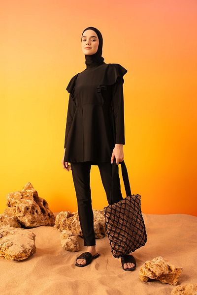 DeFacto 4-Piece Regular Fit Basic Burkini Swimsuit Set - B5228Ax24Sm
