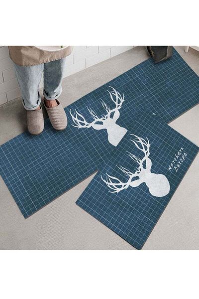 COOYA 2-piece kitchen floor mat set,non-slip,easy to clean,washable,two sizes,suitable for indoor rooms