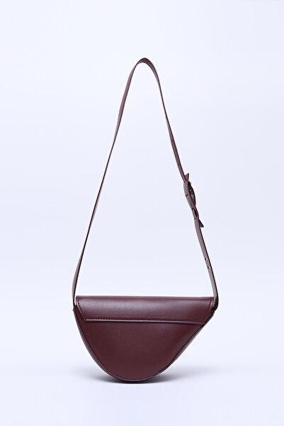 SHAKA Bordo Shk154 Suni Deri Asimetrik Çıtçıtlı Tek Bölmeli Astarlı Kol ve Omuz Çantası