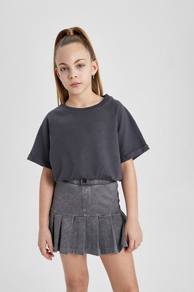 DeFacto Girl's Crew Neck Back Printed Short Sleeve T-Shirt C1038A824Sm