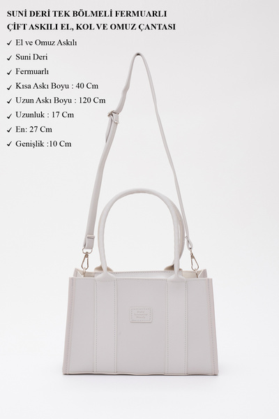 SHAKA Gray Shk83 Faux Leather Single Compartment Zippered Double Strap Hand, Arm and Shoulder Bag