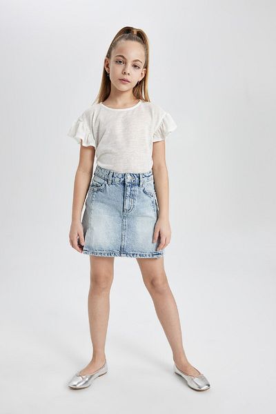 DeFacto Girl's Crew Neck Short Sleeve T-Shirt C0600A824Sm