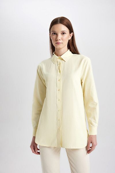 DeFacto Relax Fit Poplin Long Sleeve Shirt Tunic B8314ax24sp