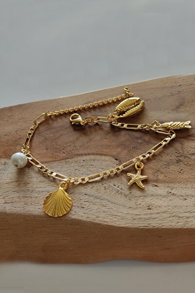New Obsessions Deniz Kabuklu Charm Çok Figürlü Gold Halhal