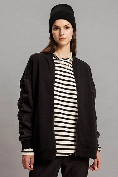 DeFacto Oversize Bomber Coat - College Collar with Plain Zip Pocket C1819Ax24Sp