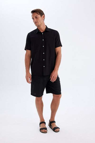 DeFacto Relax Fit Linen Mixed Summer Bermuda Σορτς C1125ax24sm