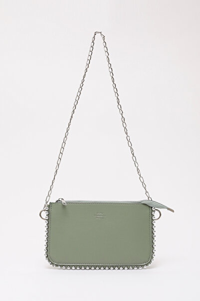 SHAKA Mint Green SHK125 Τσάντα ώμου με λουράκι με αλυσίδα με φερμουάρ με λεπτ...