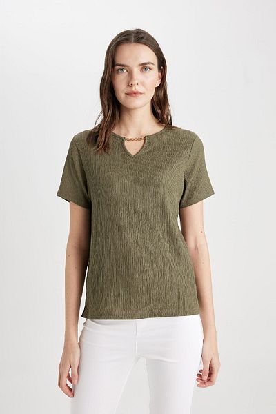 DeFacto Crew Neck Wrap Regular Fit T-Shirt - C1872ax24sp