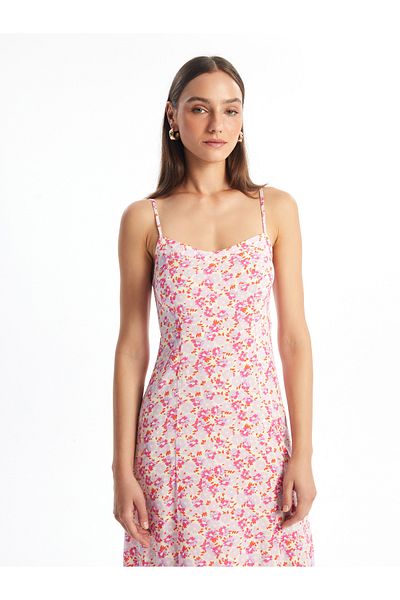 LC Waikiki Γυναικείο φόρεμα με λουλουδάτο λαιμό Sweetheart