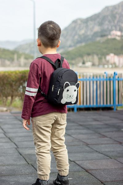 KAFF Black Cat Patterned 1-4 Years Old 2 Compartment Children's Mini Nursery Bag