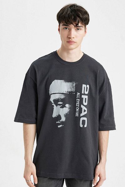 DeFacto T-shirt Tupac Shakur με λαιμόκοψη με κοντό μανίκι B8103ax24sm