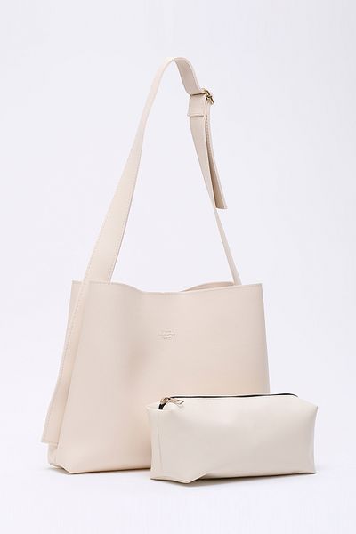 SHAKA Cream Shk179 Faux Leather Bag Dress Arm and Shoulder Penny