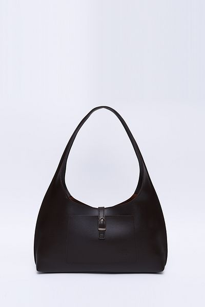 SHAKA Brown Color Shk142 Faux Leather Two-Compartment Snap Fastener Hand, Arm and Shoulder Bag