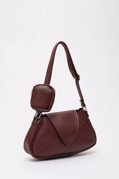 SHAKA Claret Red Shk96 Faux Leather Single Compartment Wallet Arm and Shoulder Bag L:18 W:32 W:8 cm