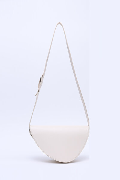 SHAKA Cream Shk154 Faux Leather Asymmetric Snap Fastener Single Compartment L...
