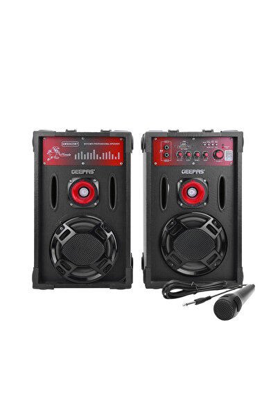 Geepas مكبرات صوت احترافية ثنائية القناة - ١٦٠٠٠ بي إم بي أو | مع ميكروفون سل...