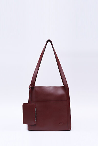 SHAKA Bordo Shk123 Suni Deri, Çıtçıtlı, İki Bölmeli, Cüzdanlı, Makyaj Çantalı...