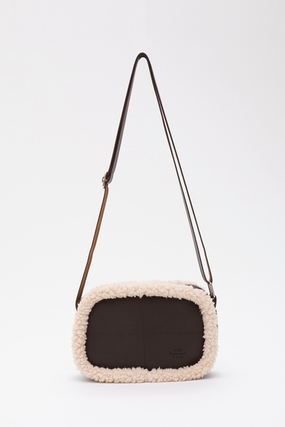 SHAKA Geantă de umăr încrucișată cu fermoar, din piele artificială, cu un sin...