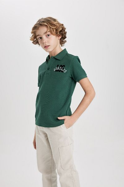 DeFacto Boy's Waffle Short Sleeve Polo T-Shirt C1594A824SM
