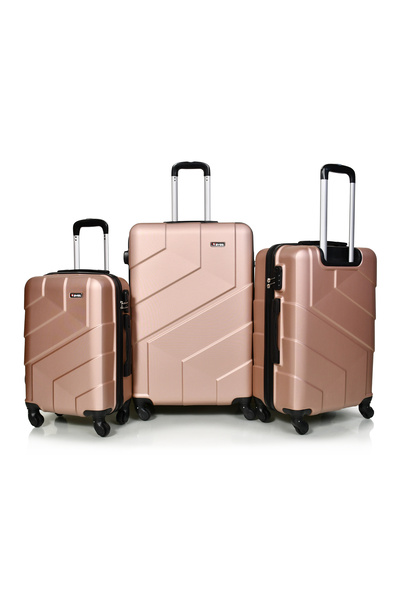 WAVES Murano 3 Piece Unisex Luggage Set in Gold, 28" - 24" - 20"