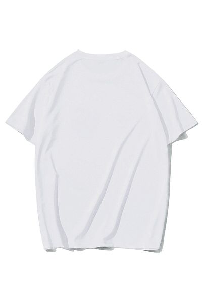 BRZ COLLECTION Unisex Oversize Stone Printed Juicy T-shirt Λευκό
