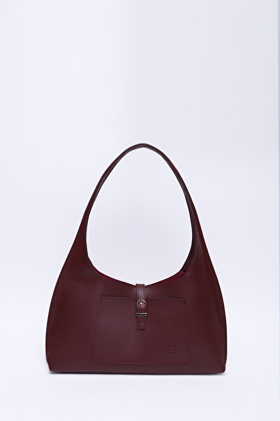 SHAKA حقيبة يد وكتف من الجلد الصناعي ذات مقصورتين باللون الأحمر الداكن Shk142