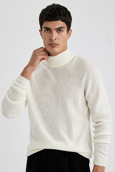 DeFacto Standard Fit Normal Cut Turtleneck Basic Plain Knitwear Sweater B9708Ax24Sp