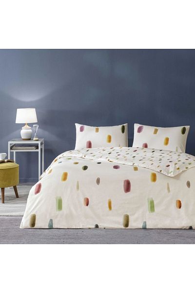 Taç Double bed linen with elastic, 100% cotton ranforce, abstract pattern, Taç, Julian Cream