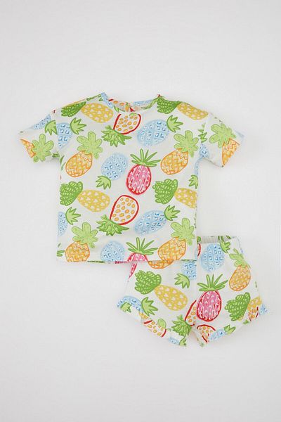 DeFacto Baby Girl 2 Piece Set Patterned Short Sleeve T-Shirt Shorts Z8976A224Sm