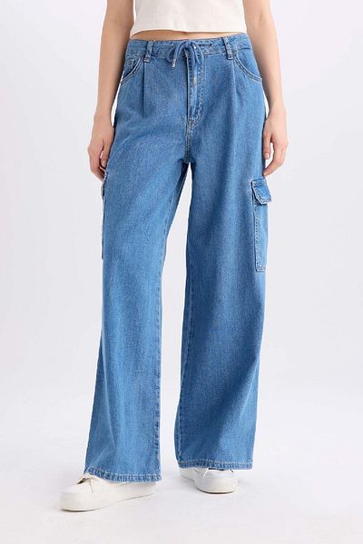 DeFacto Lange Cargo-Jeanshose mit hoher Taille – weites Bein C1244ax24sm