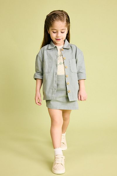 DeFacto Baby Girl Pocketed Gabardine Long Sleeve Shirt B9654A524SP