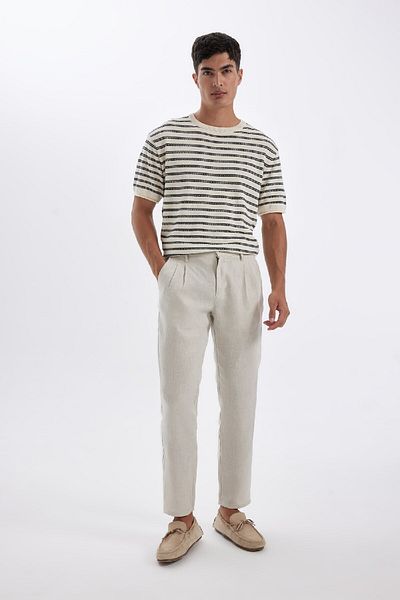 DeFacto Λινό παντελόνι Crop Double Leg C1826AX24SM