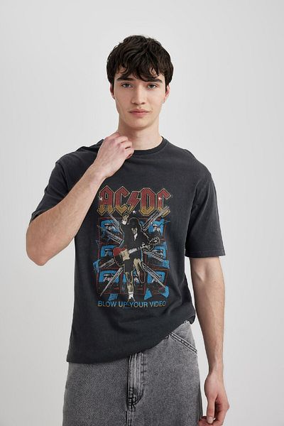 DeFacto Μπλουζάκι με κοντό μανίκι Ac/dc Regular Fit Crew Neck B8106ax24sp