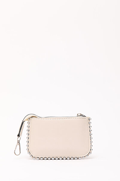 SHAKA Cream Shk192 Faux Leather Beaded Charm Bag Accessory, Card Holder Wallet