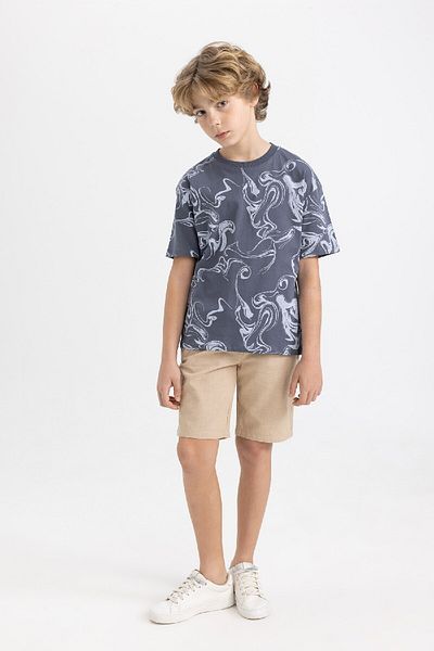 DeFacto Boy Oversize Wide Fit Crew Neck Printed Short Sleeve T-Shirt C1347A824Sm