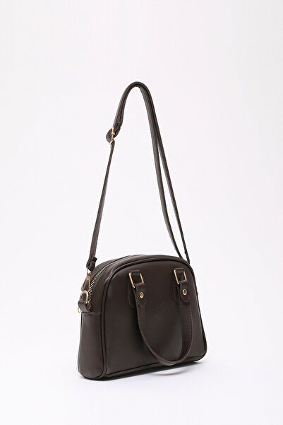 SHAKA Coffee Color Shk205 Τσάντα χεριού, μπράτσου και ώμου με φερμουάρ από συνθετικό δέρμα μονή θήκη με ρυθμιζόμενο λουράκι