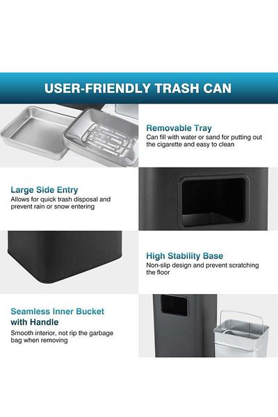 COOYA Stainless Steel Trash Can, Including Removable Inner Bucket, Suitable For Offices, Restaurants