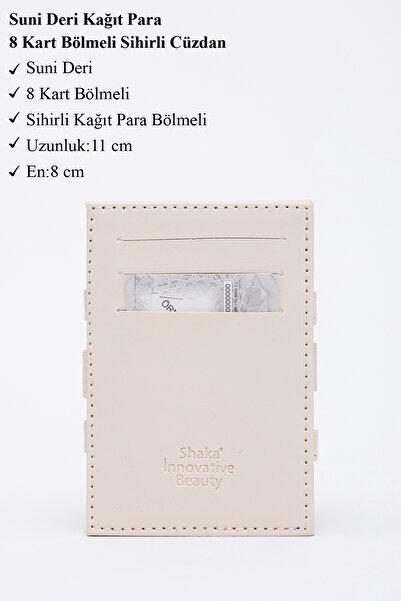 SHAKA Cream Shk105 Faux Leather Magic Wallet with Paper Money and 8 Card Compartments 10x7 cm