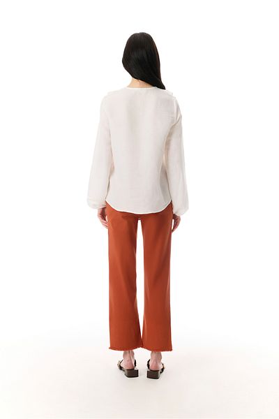 Mudo Oversize V-Neck Ruffled Bluz