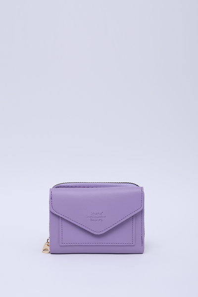 SHAKA Lila Shk215 Suni Deri 12 Bölmeli Zarf Model Fermuarlı Bozuk Para Ve Kağ...