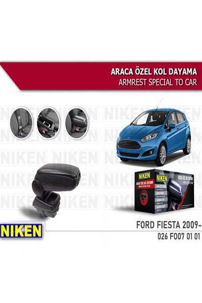 Niken Araca Özel Ford Fiesta Vidasız Kol Dayama Kolçak Siyah 2009 Üzeri Uyumlu