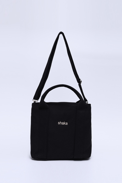 SHAKA Black Shk165 Canvas Fabric Two-Compartment Zippered, Hand, Arm and Shou...