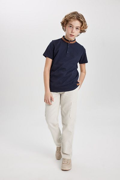 DeFacto Boy's Stand Collar Short Sleeve Polo T-Shirt C1593a824sm